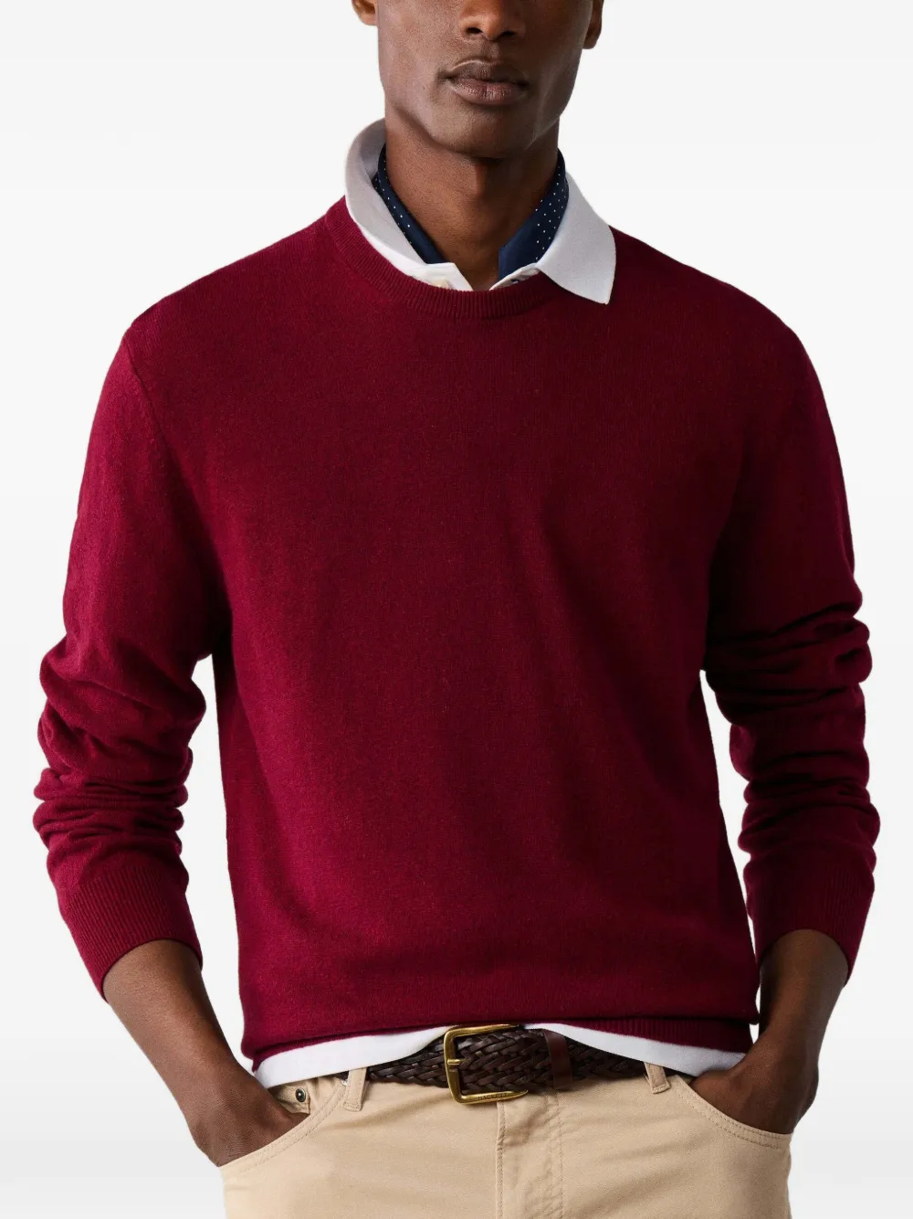 Hackett London Sweater met elleboogpatch Rood