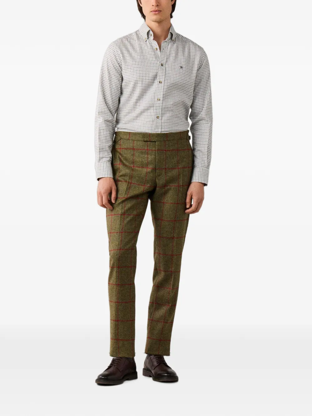 Hackett London Geruit overhemd Wit
