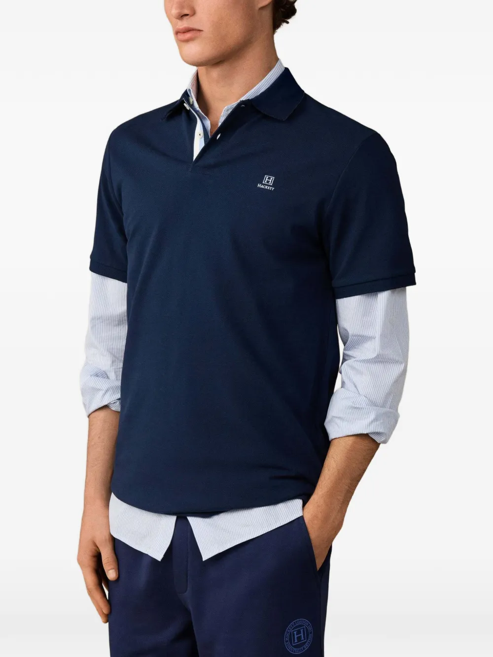 Hackett London Poloshirt met geborduurd logo Blauw