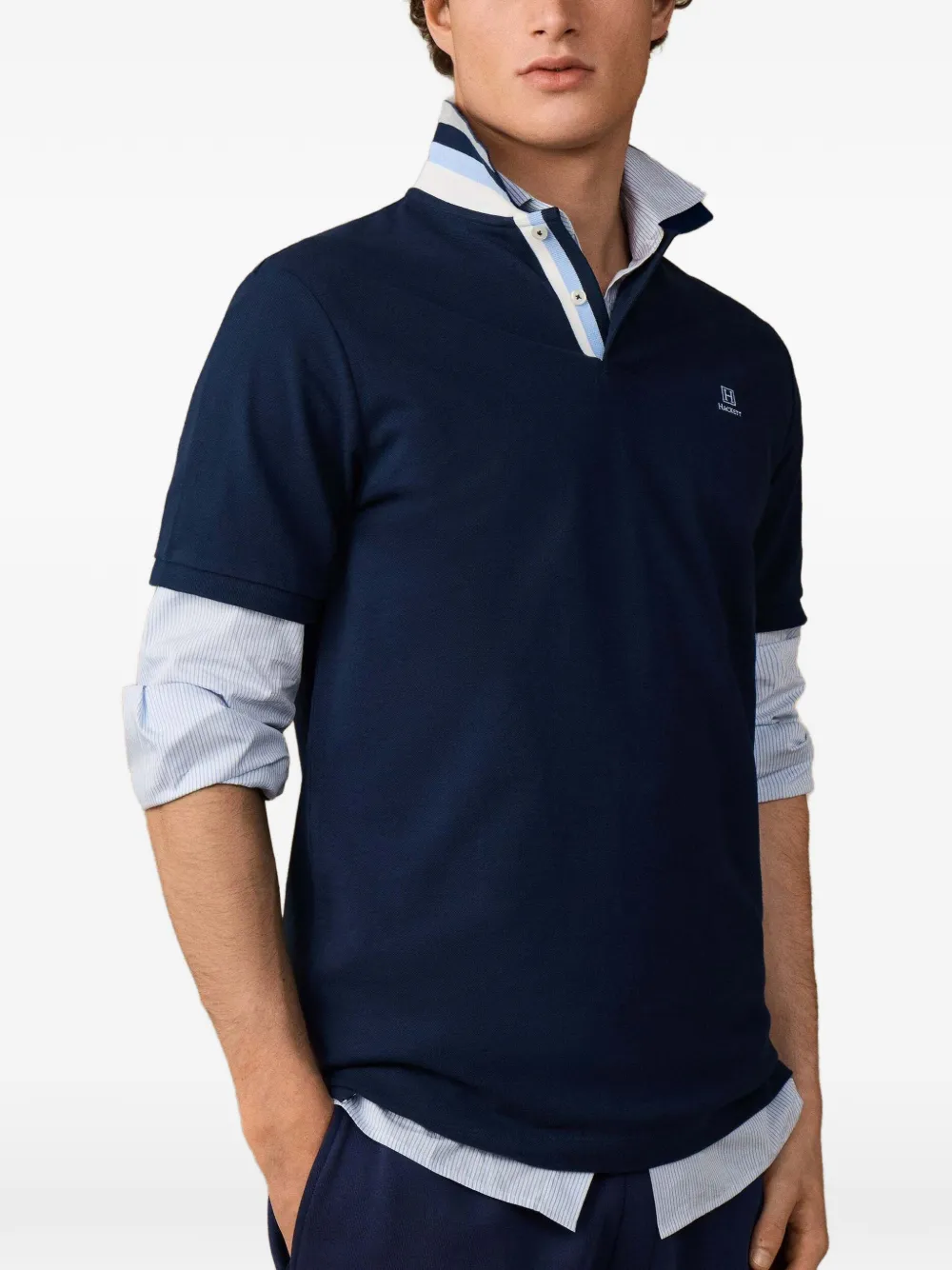 Hackett London Poloshirt met geborduurd logo Blauw