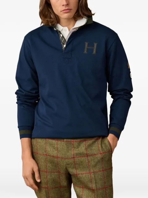 Hackett London logo-patch long-sleeve polo shirt