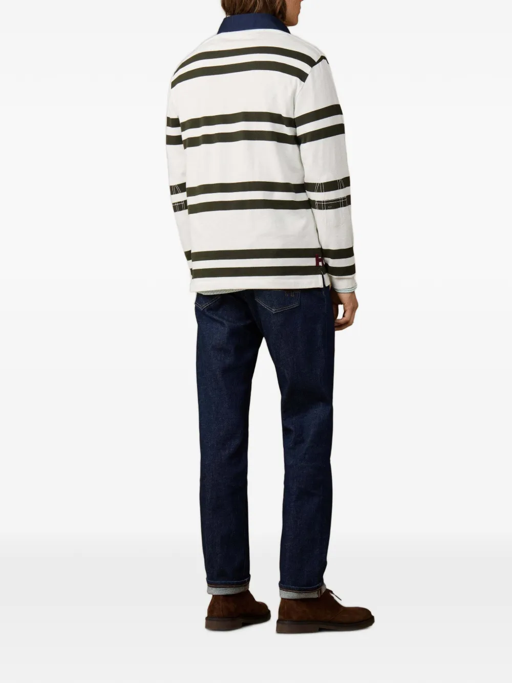 Hackett London Gestreept poloshirt met lange mouwen Wit