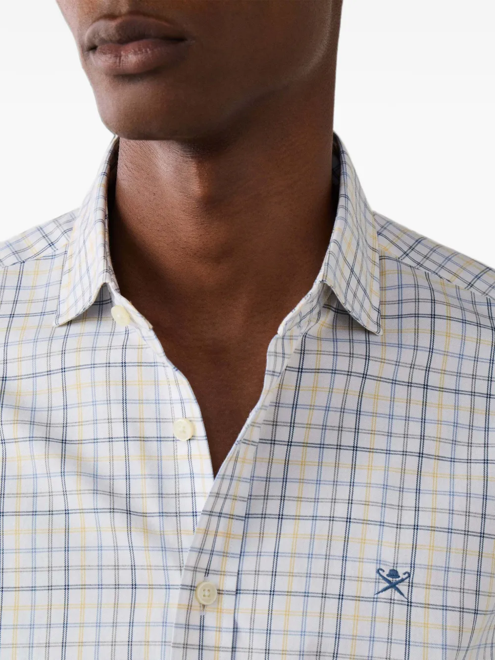 Hackett London Tattersall katoenen overhemd Beige