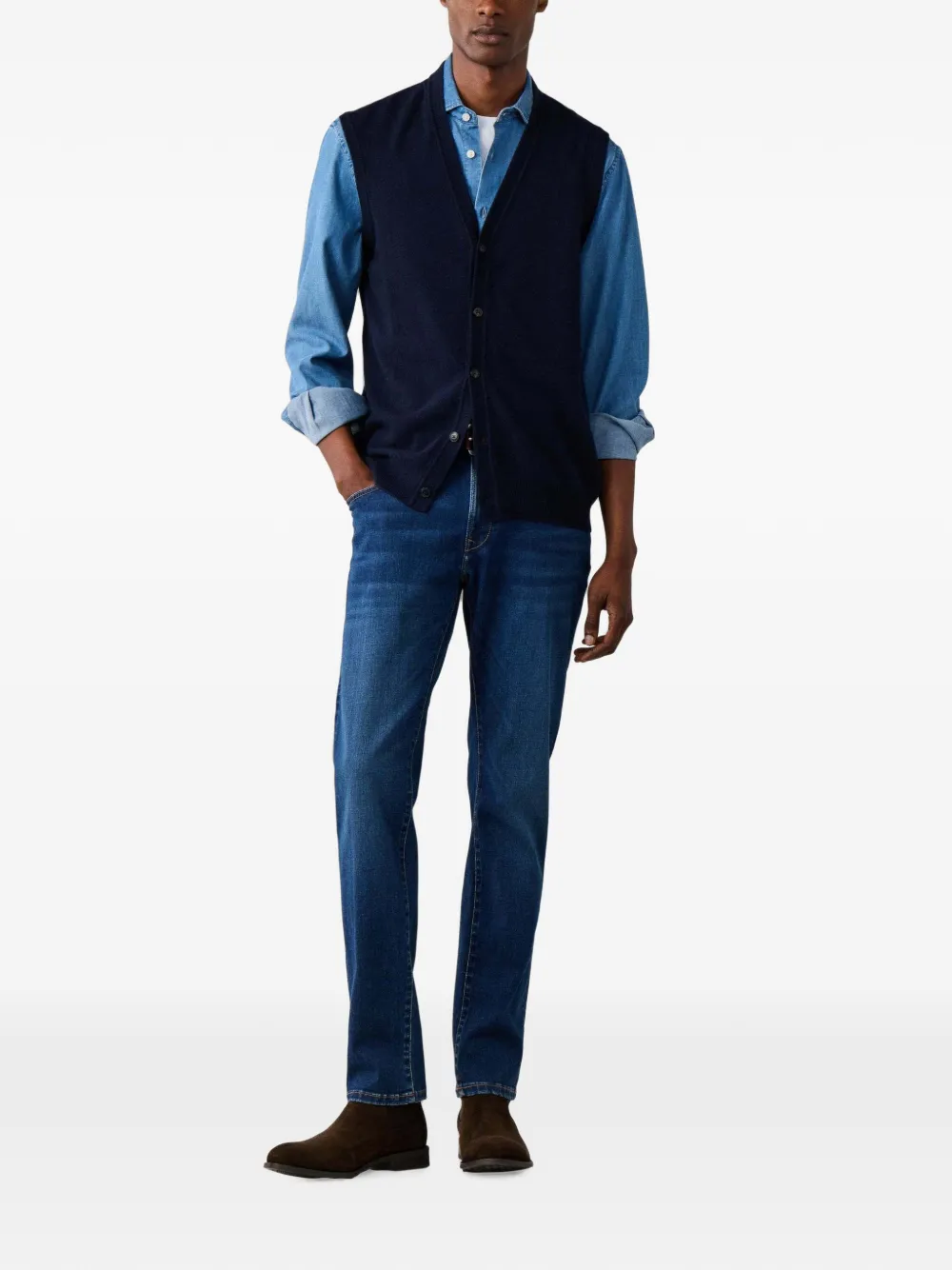 Hackett London Gebreide spencer Blauw