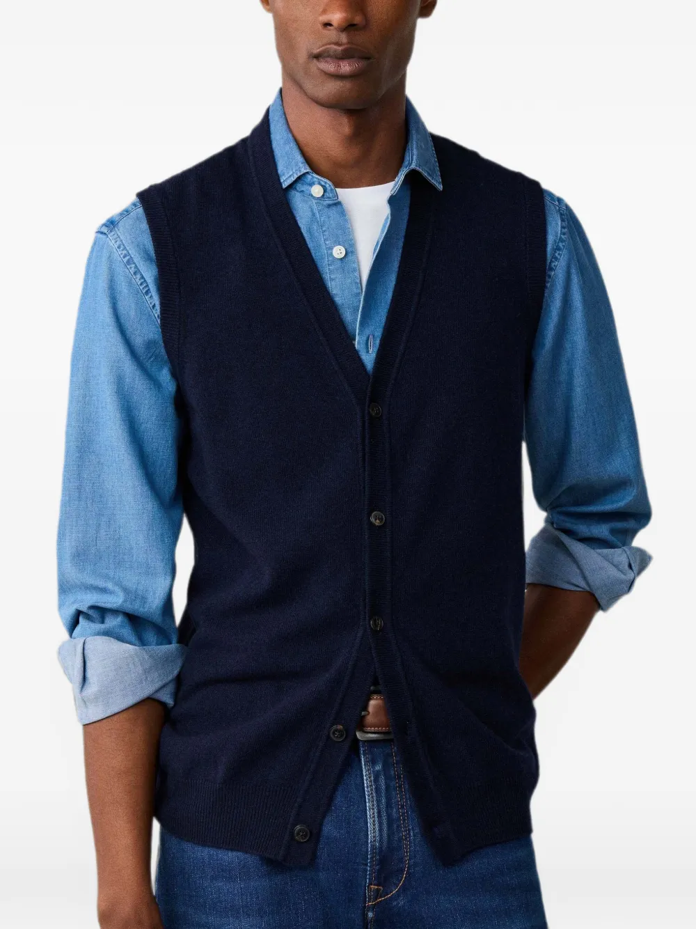 Hackett London Gebreide spencer Blauw