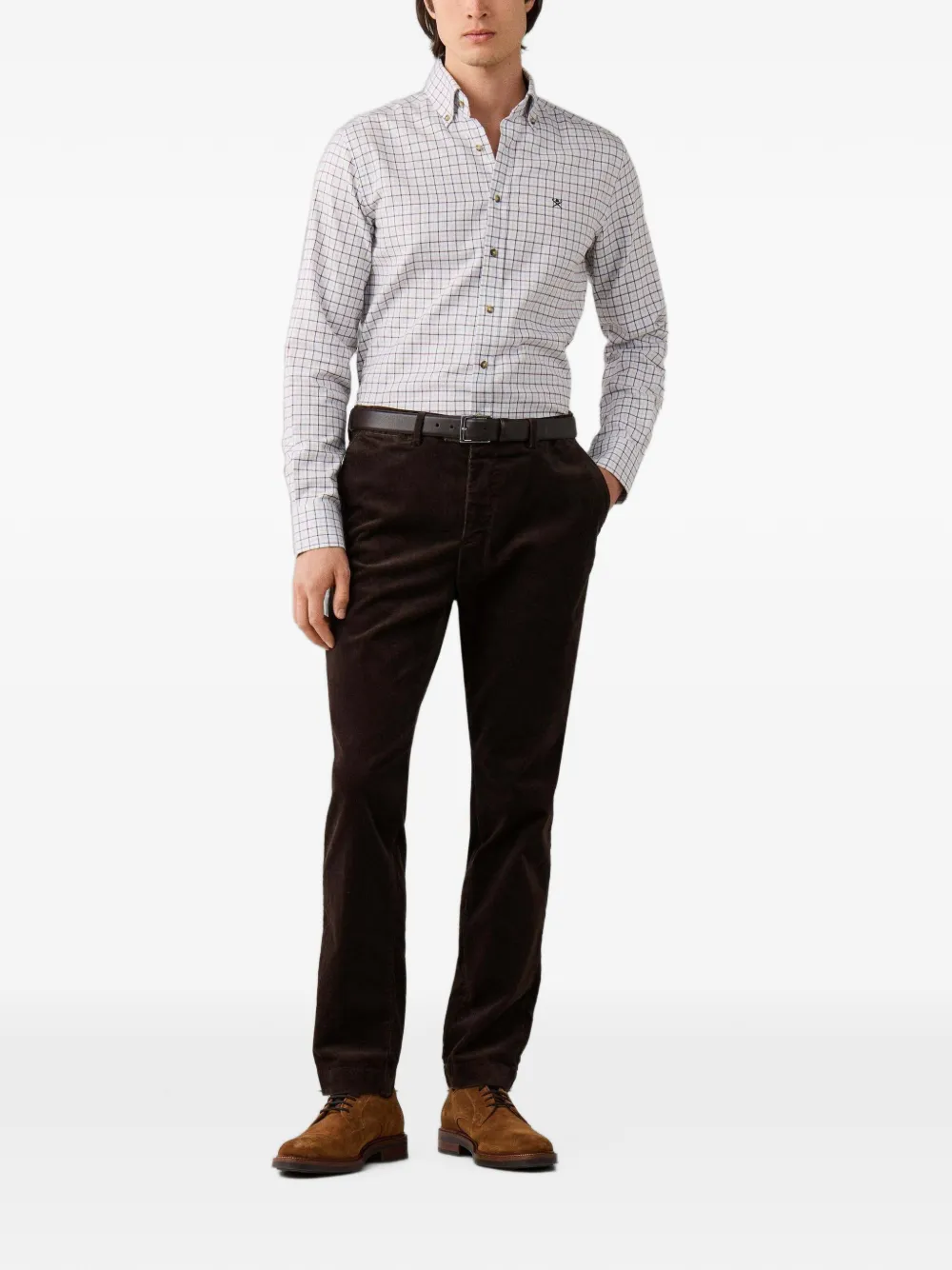 Hackett London Geruit flanellen overhemd Blauw