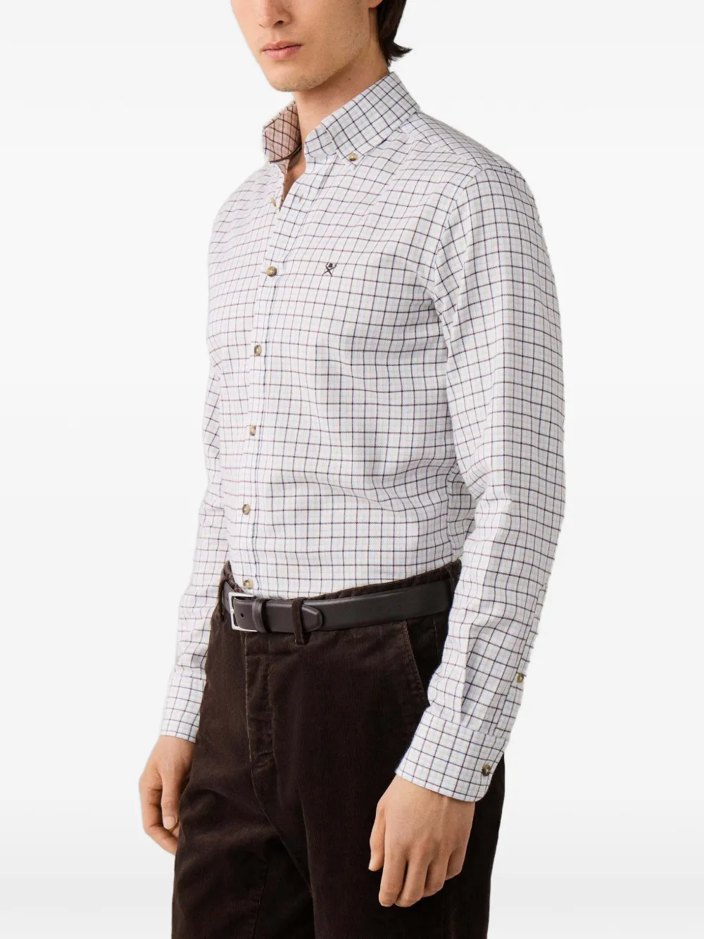 Hackett London Geruit flanellen overhemd Blauw