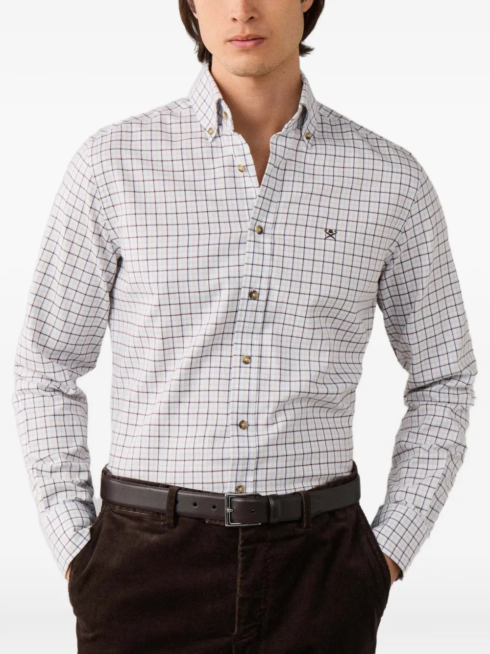 Hackett London Geruit flanellen overhemd Blauw