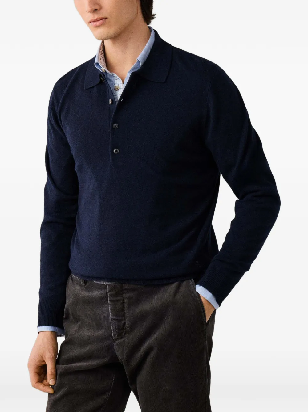 Hackett London Gebreide polotrui Blauw