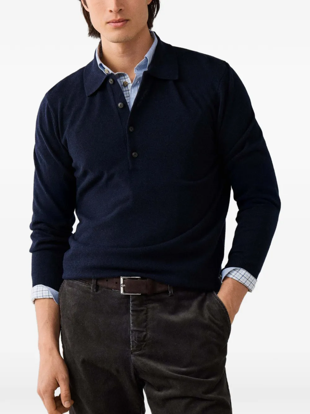 Hackett London Gebreide polotrui Blauw