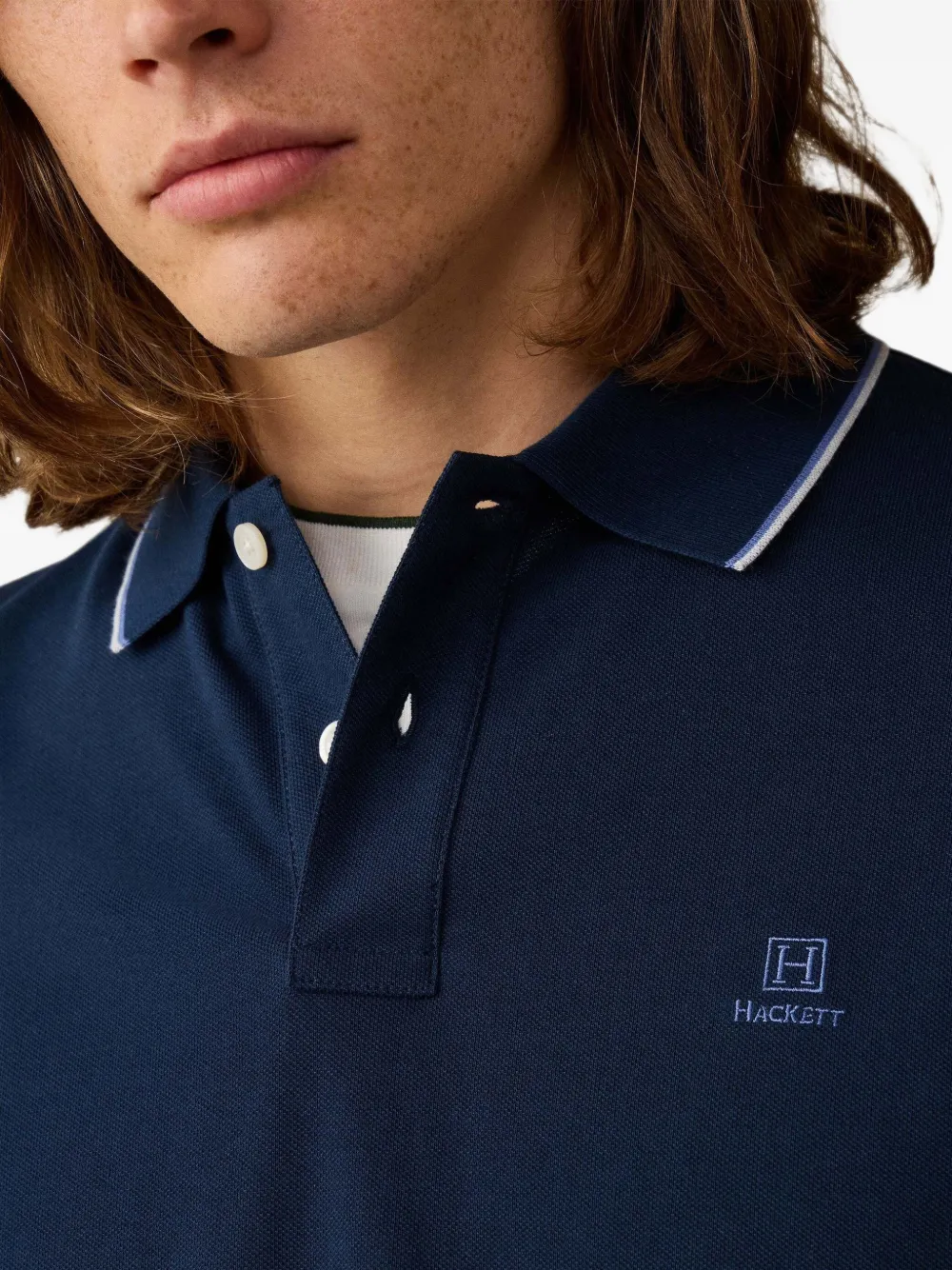Hackett London Poloshirt met geborduurd logo Blauw