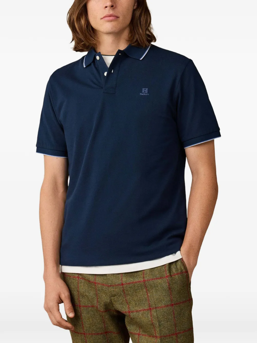 Hackett London Poloshirt met geborduurd logo Blauw