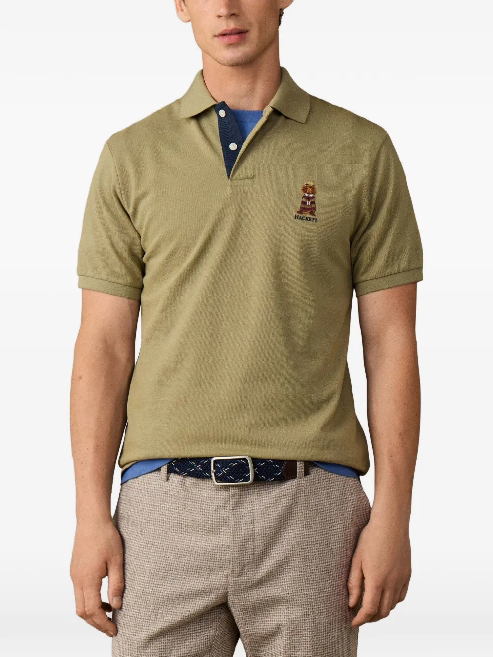 Hackett London Poloshirt met geribbelde afwerking Groen