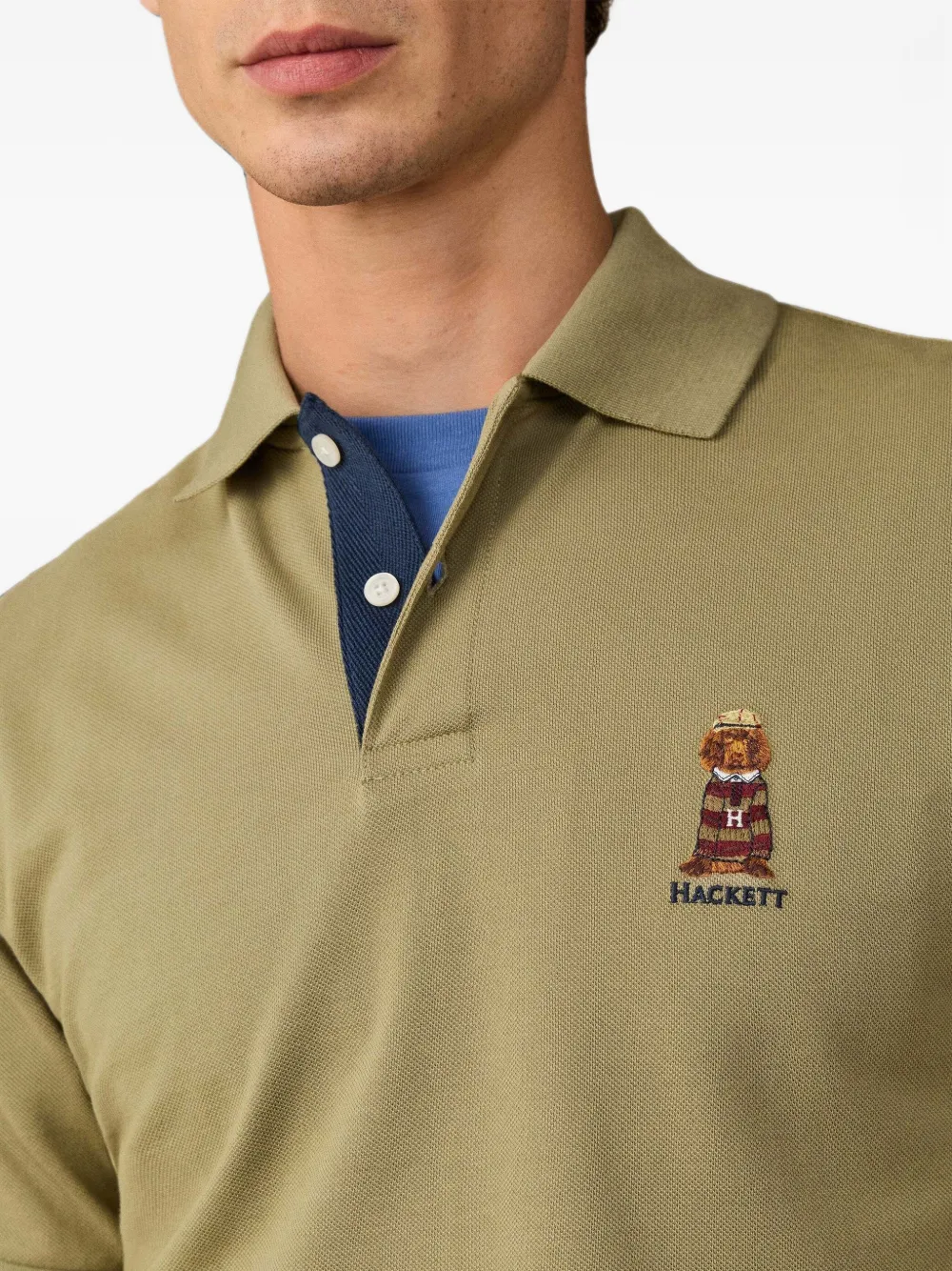 Hackett London Poloshirt met geribbelde afwerking Groen