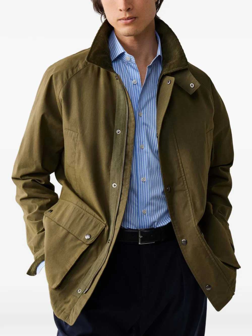 Hackett London Jack met ribfluwelen kraag Groen