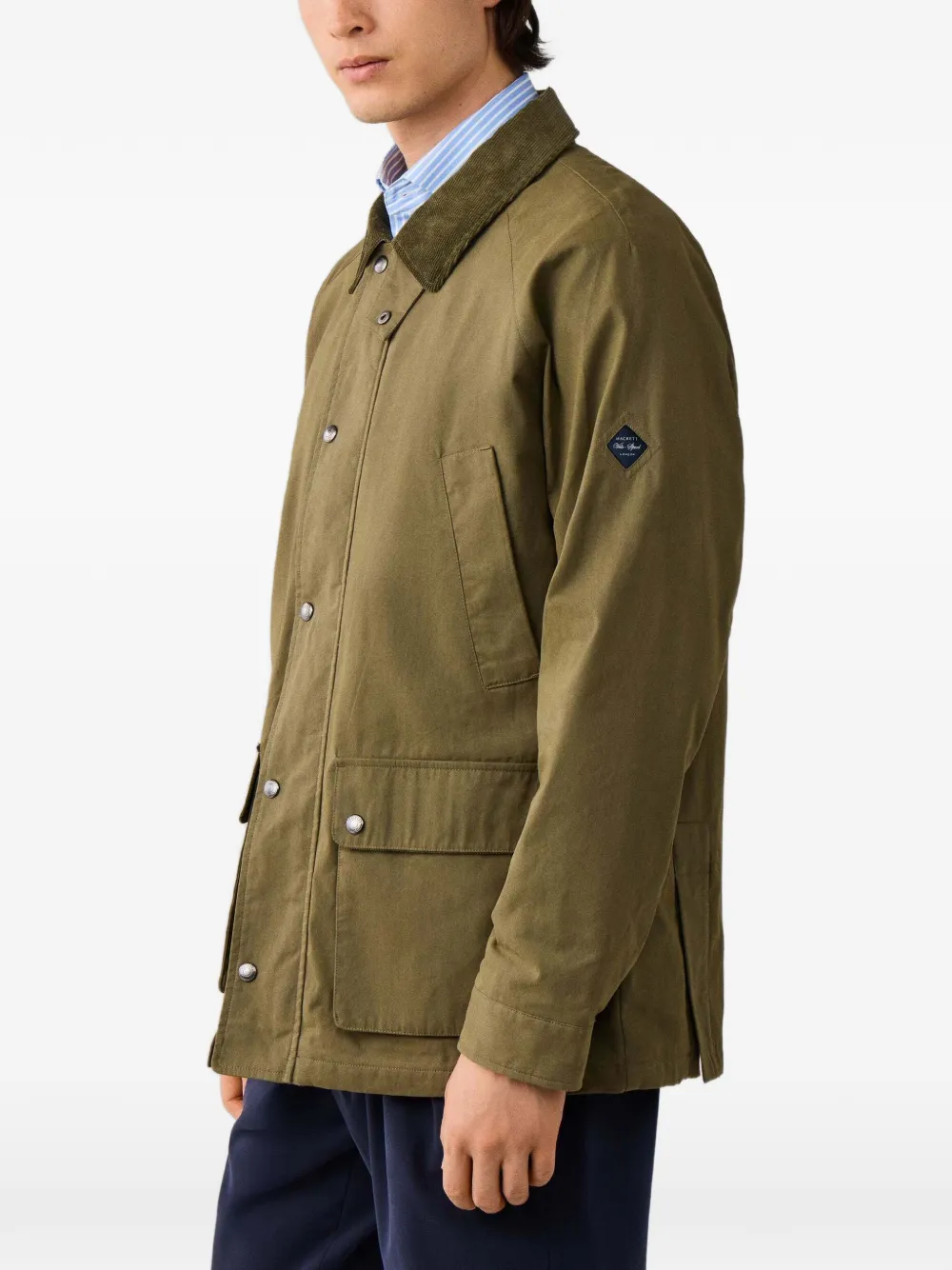 Hackett London Jack met ribfluwelen kraag Groen