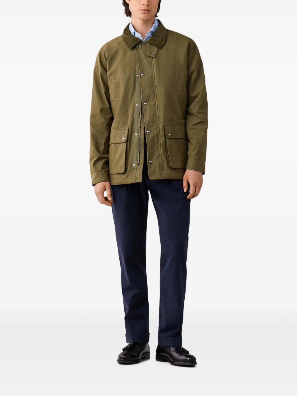 Hackett London Jack met ribfluwelen kraag Groen
