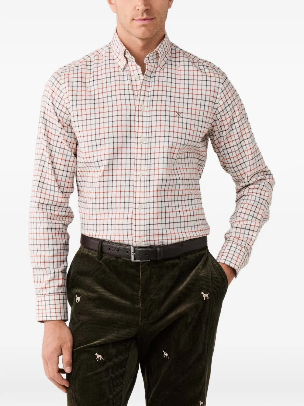 Hackett London Tattersall button-down overhemd Beige
