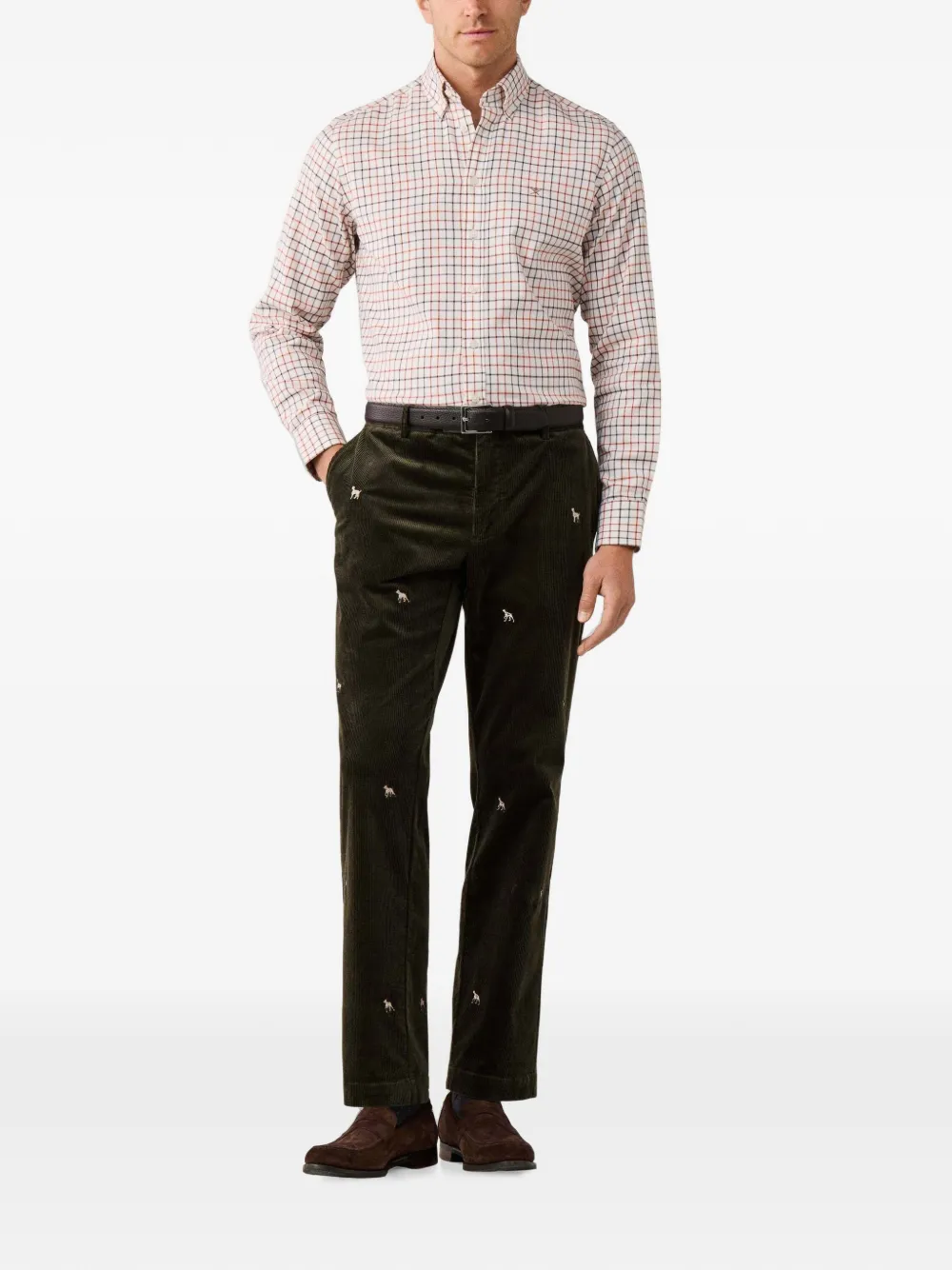 Hackett London Tattersall button-down overhemd Beige