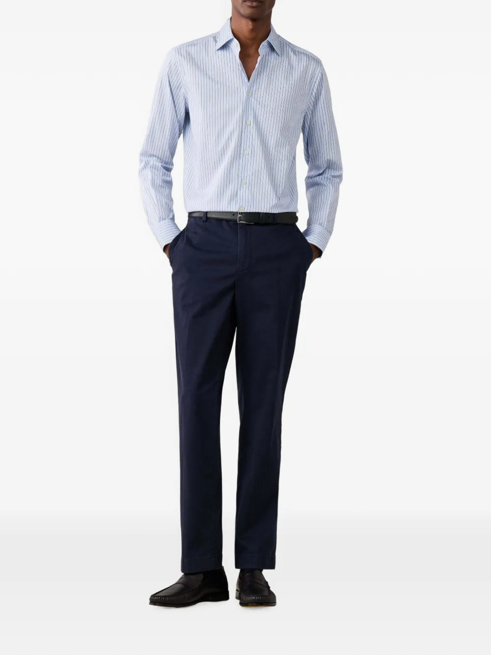 Hackett London Gestreept katoenen overhemd Blauw