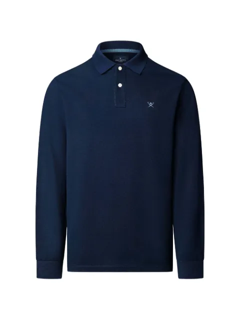 Hackett London logo-embroidered long-sleeve polo shirt