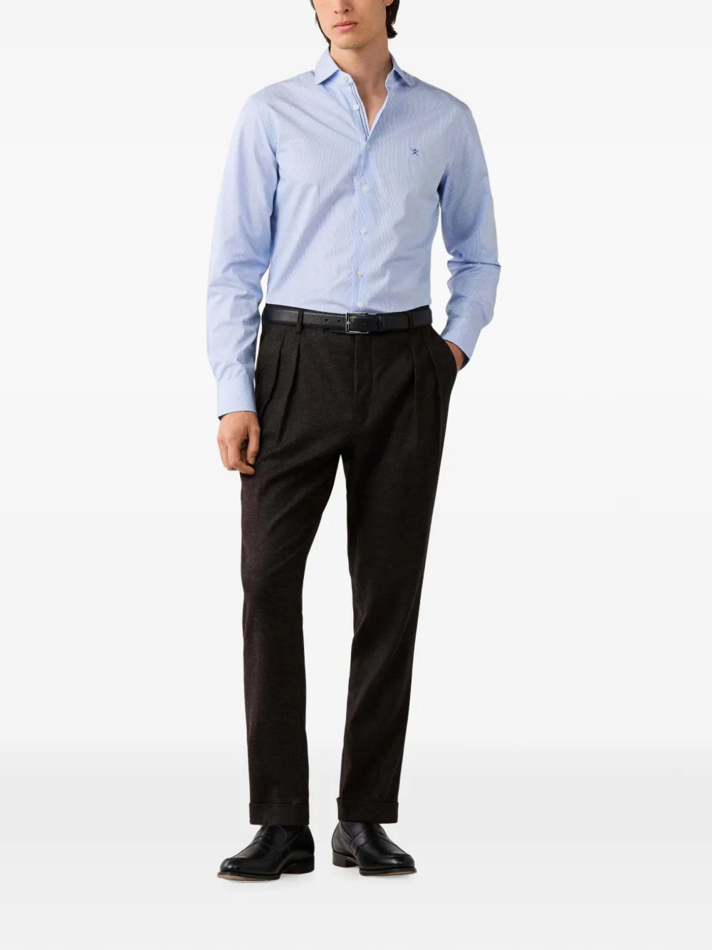 Hackett London Gestreept overhemd Blauw