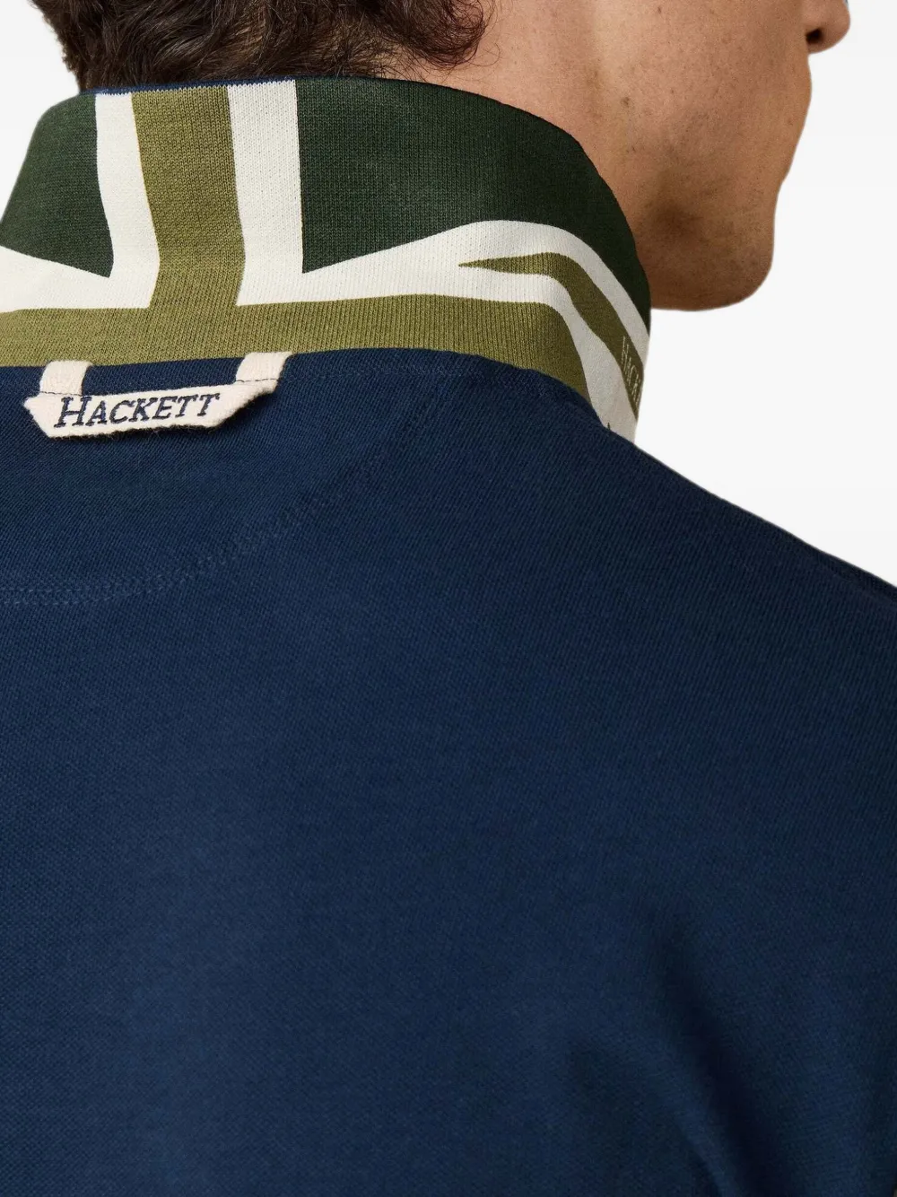 Hackett London Union Jack poloshirt met colourblocking Blauw