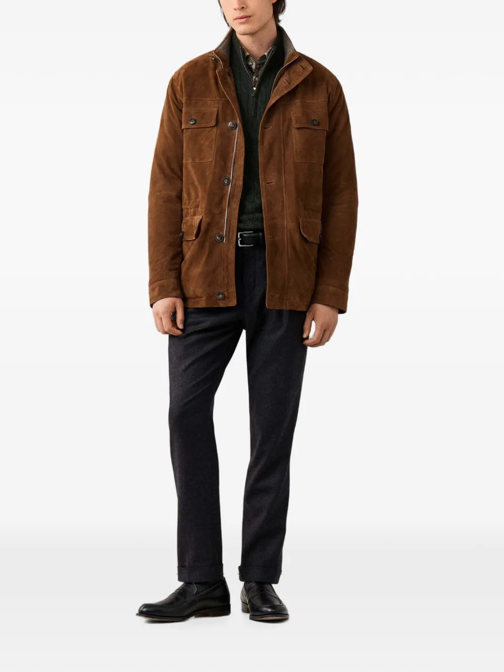 Hackett London Leren jack Bruin
