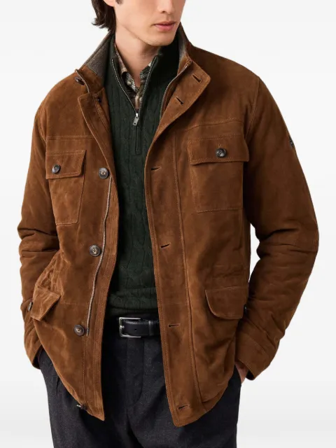 Hackett London multi-pocket leather jacket