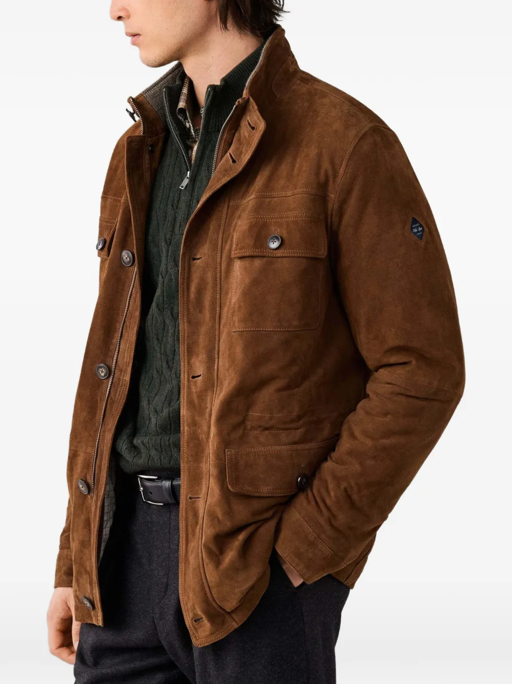 Hackett London Leren jack Bruin