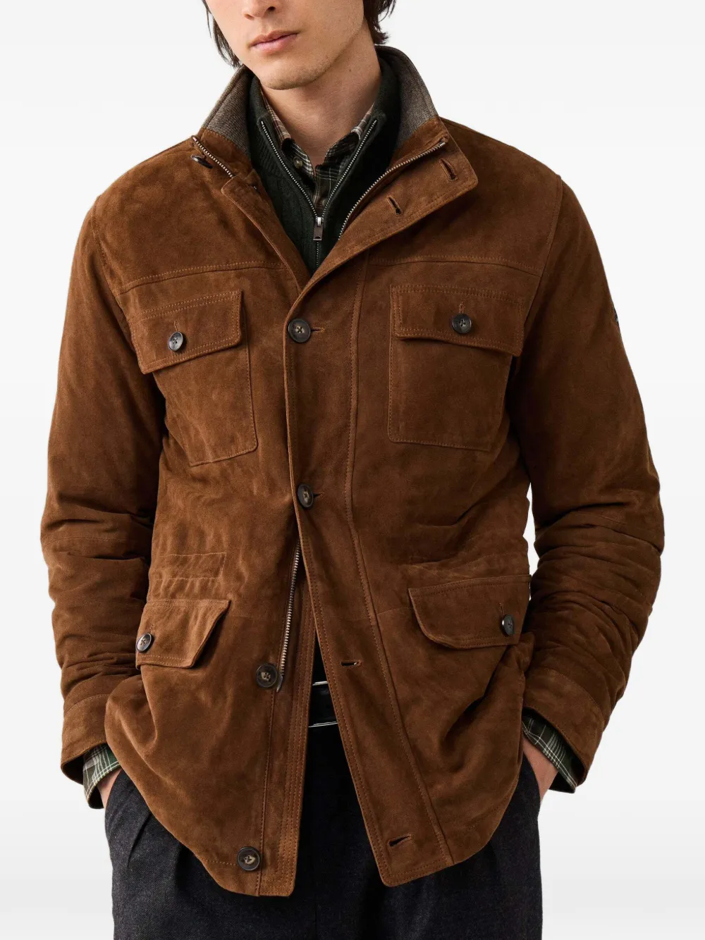 Hackett London Leren jack Bruin