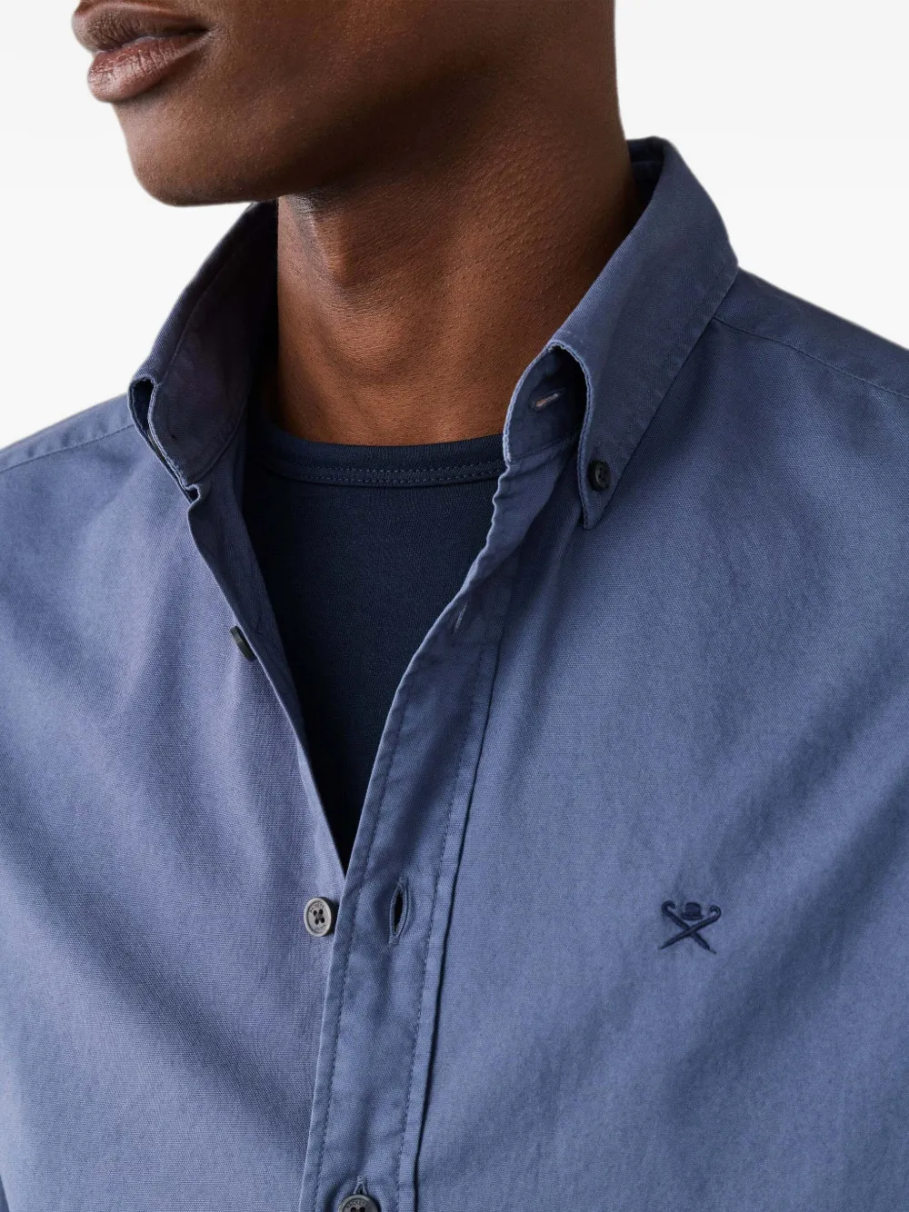 Hackett London Overhemd met geborduurd logo Blauw