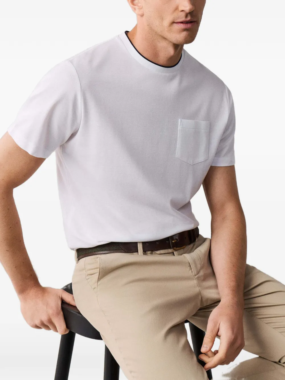 Hackett London Gemerceriseerd piqué-katoenen T-shirt Wit