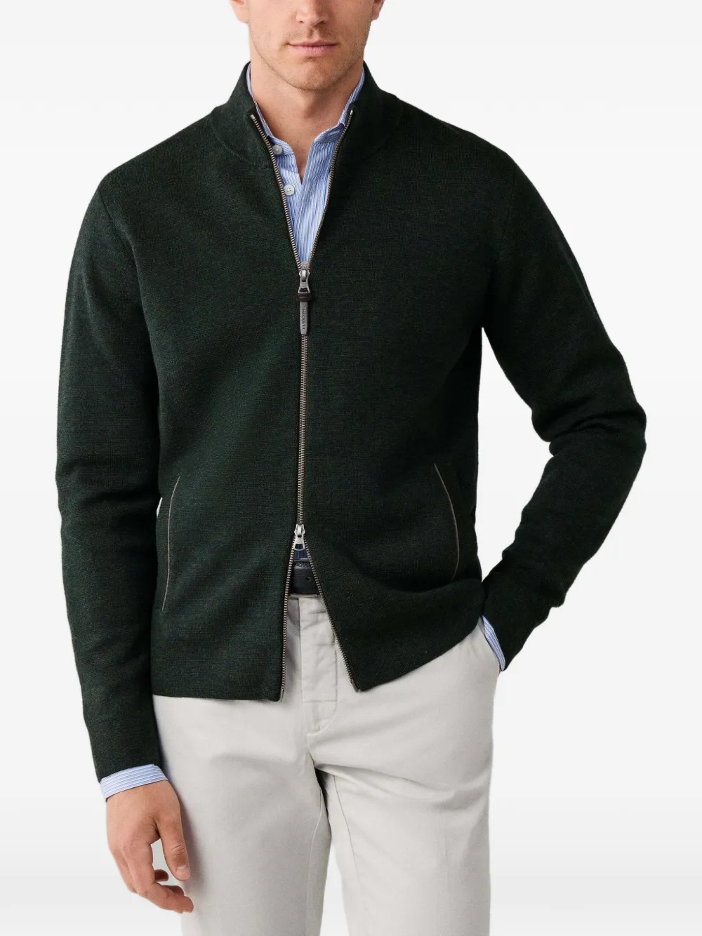 Hackett London Milano gebreid vest van merinowol Groen
