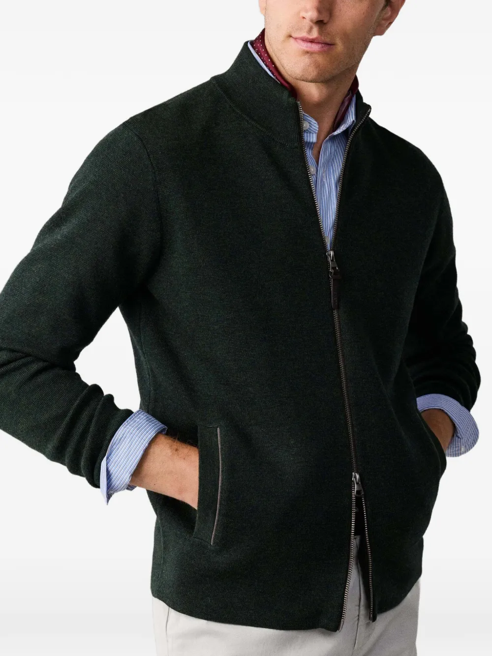 Hackett London Milano gebreid vest van merinowol Groen