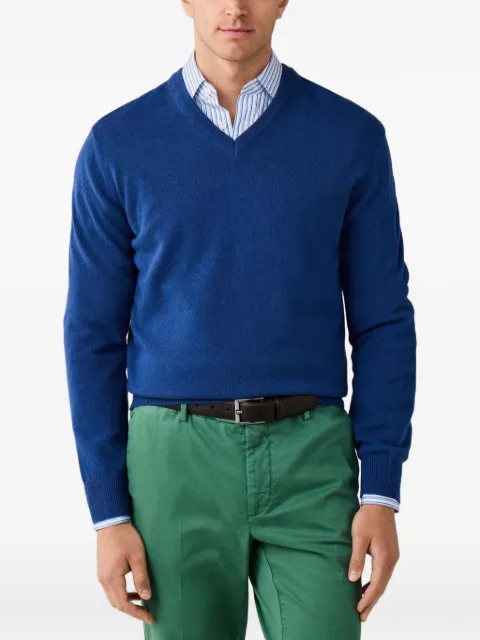Hackett London V-neck elbow-patch knit