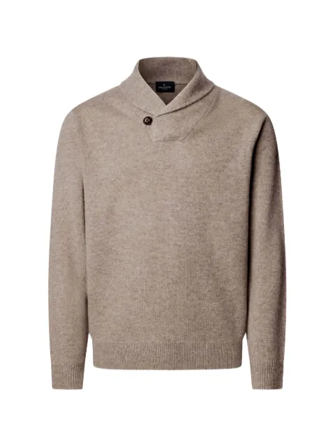 Hackett London button-detail shawl-collar sweater