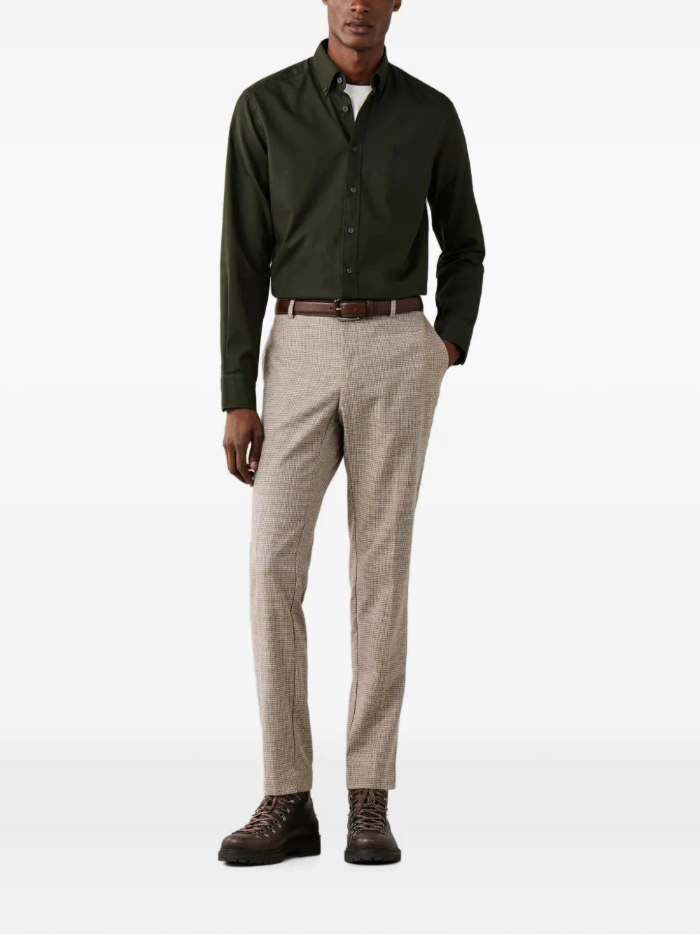 Hackett London Brompton Oxford overhemd met knopen Groen