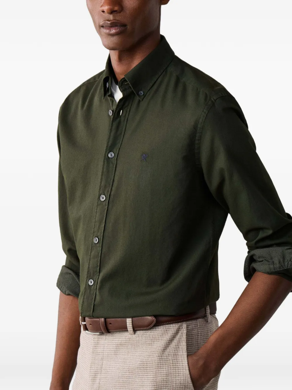 Hackett London Brompton Oxford overhemd met knopen Groen