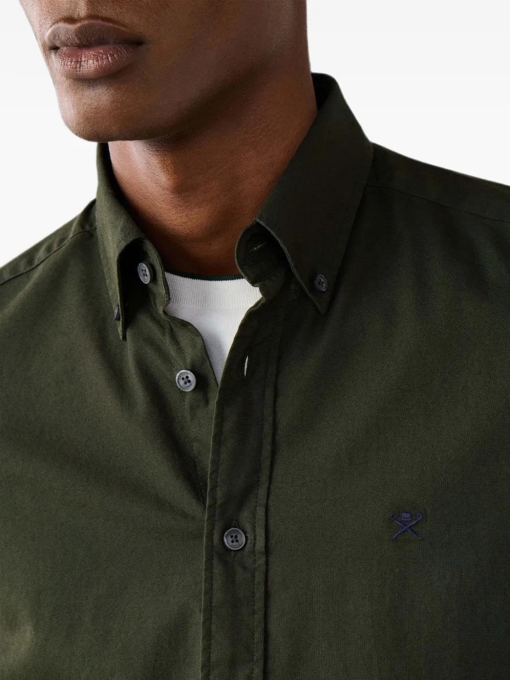 Hackett London Brompton Oxford overhemd met knopen Groen