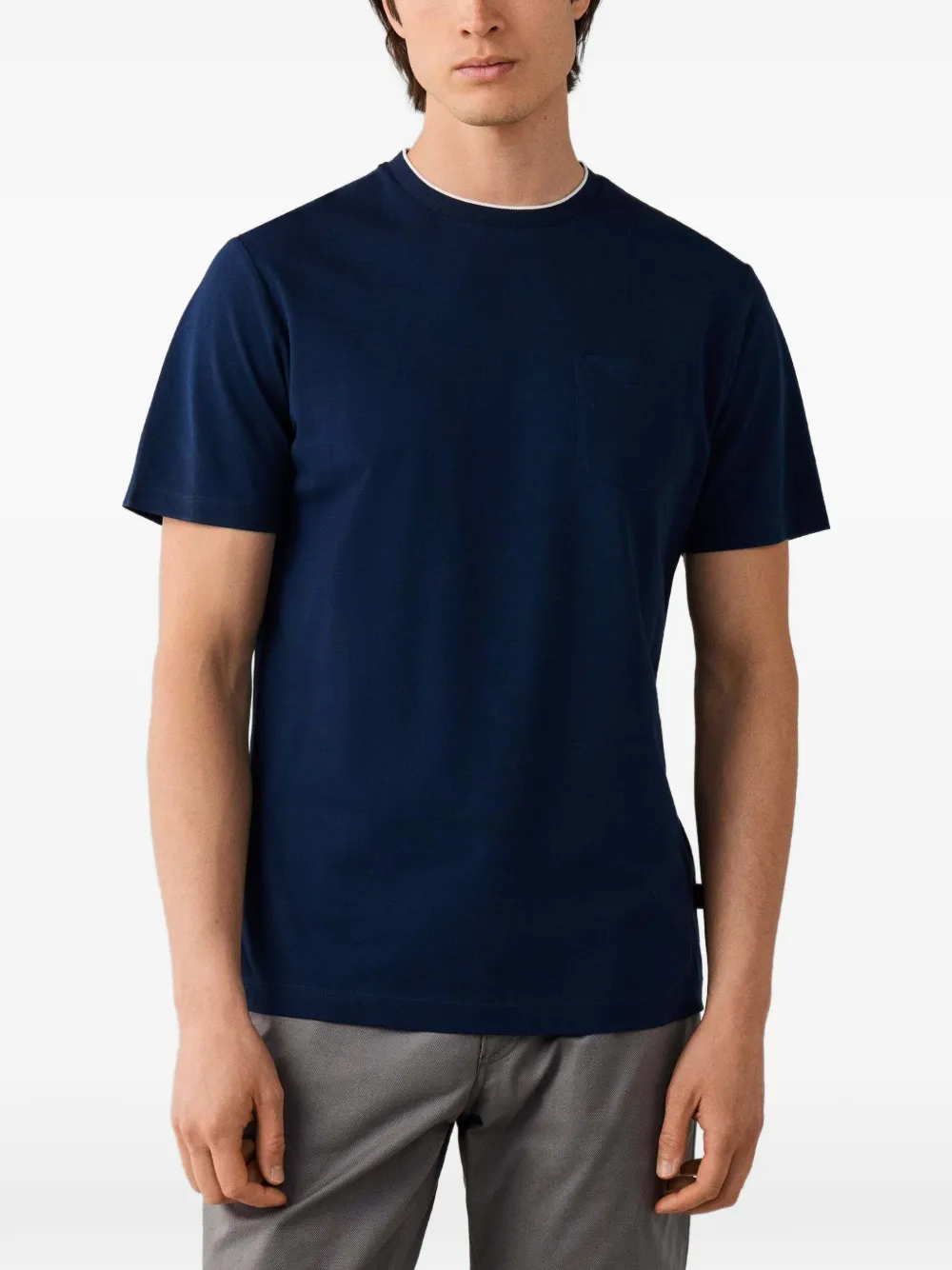 Hackett London Piqué T-shirt met borstzak Blauw