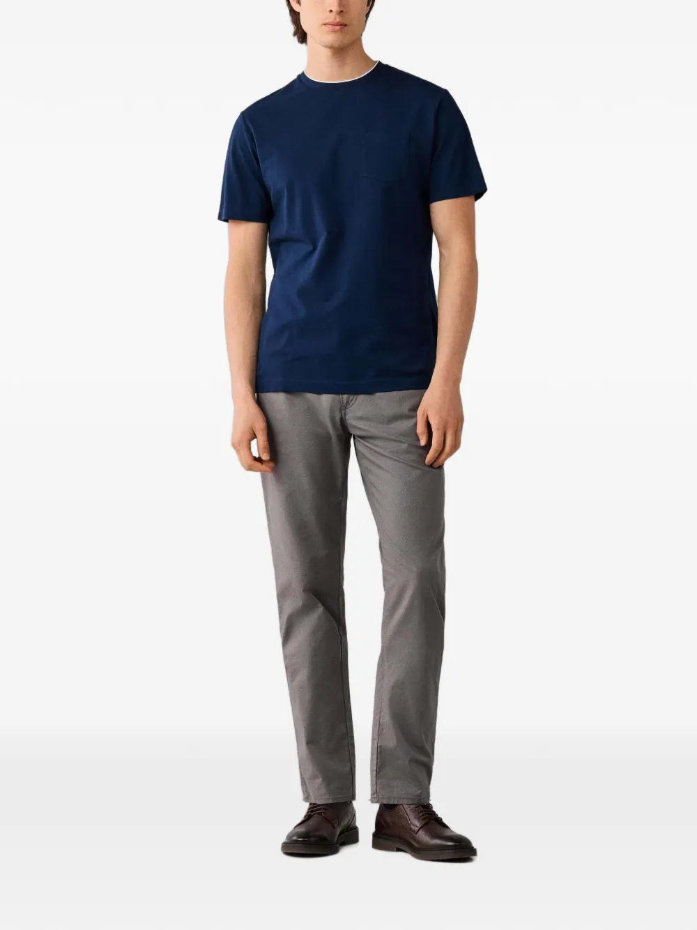 Hackett London Piqué T-shirt met borstzak Blauw