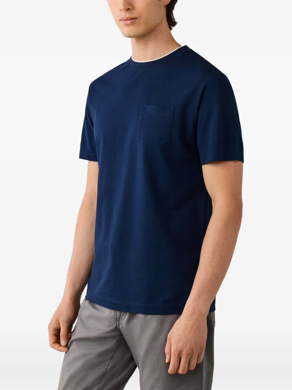Hackett London Piqué T-shirt met borstzak Blauw
