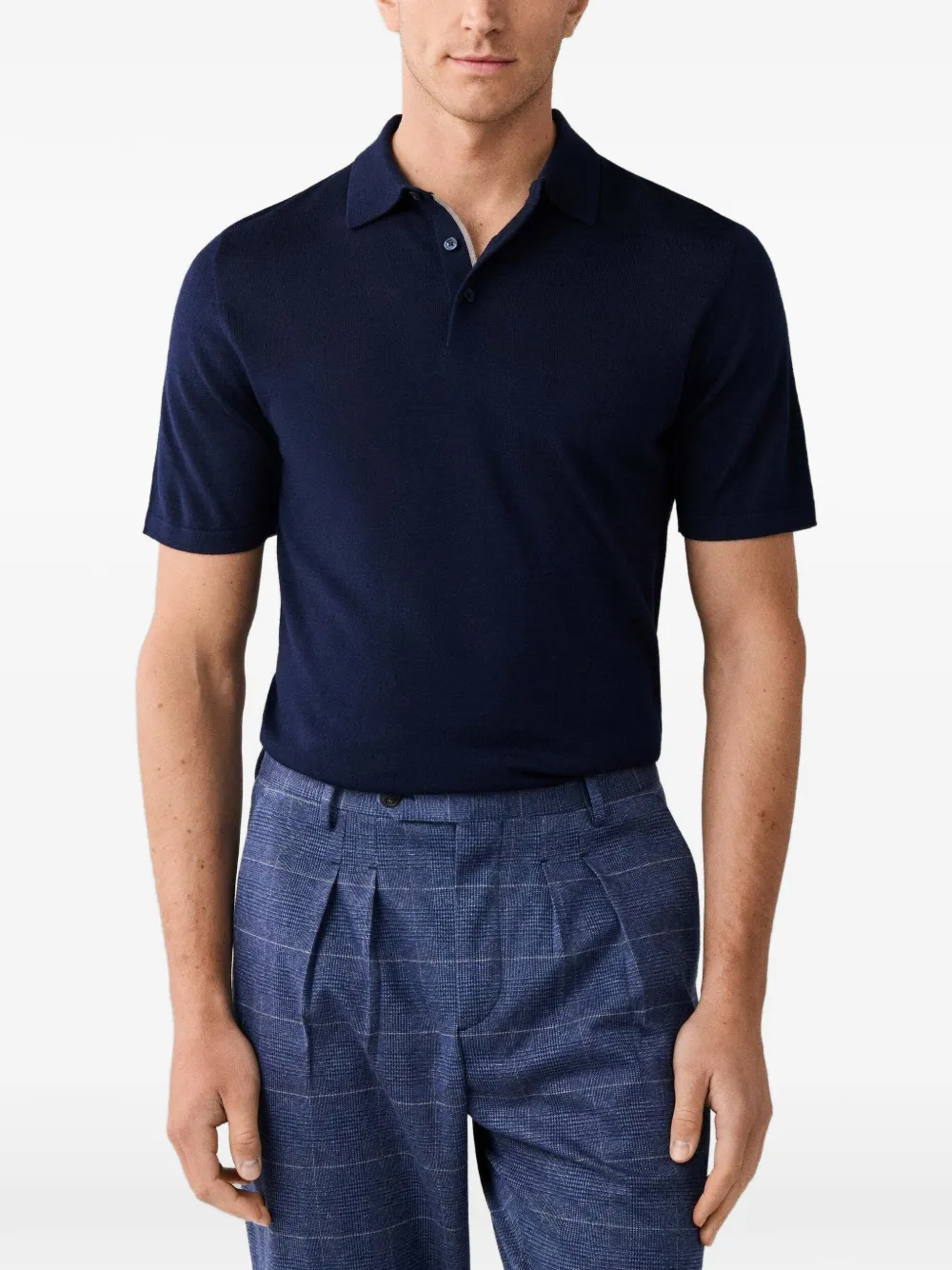 Hackett London Short-sleeve Knit Polo Shirt In Blue