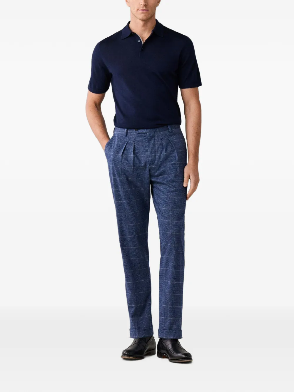 Hackett London Gebreid poloshirt Blauw