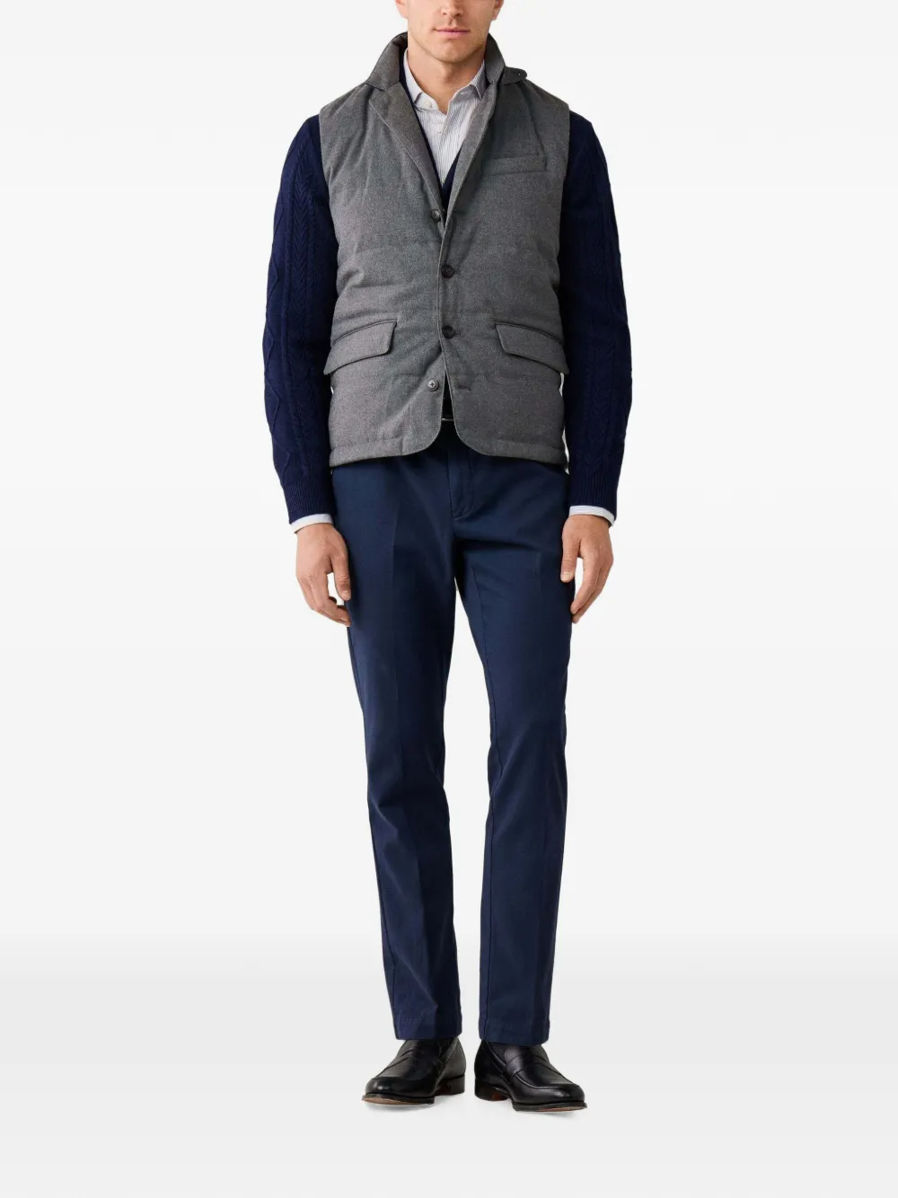 Hackett London Gilet met opstaande kraag Grijs