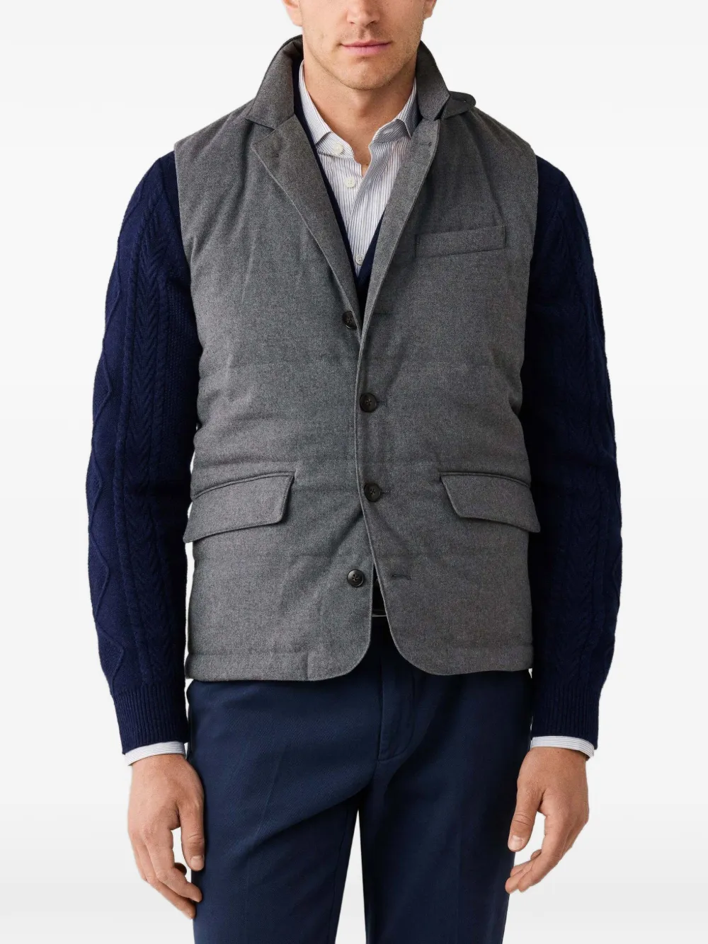 Hackett London Gilet met opstaande kraag Grijs