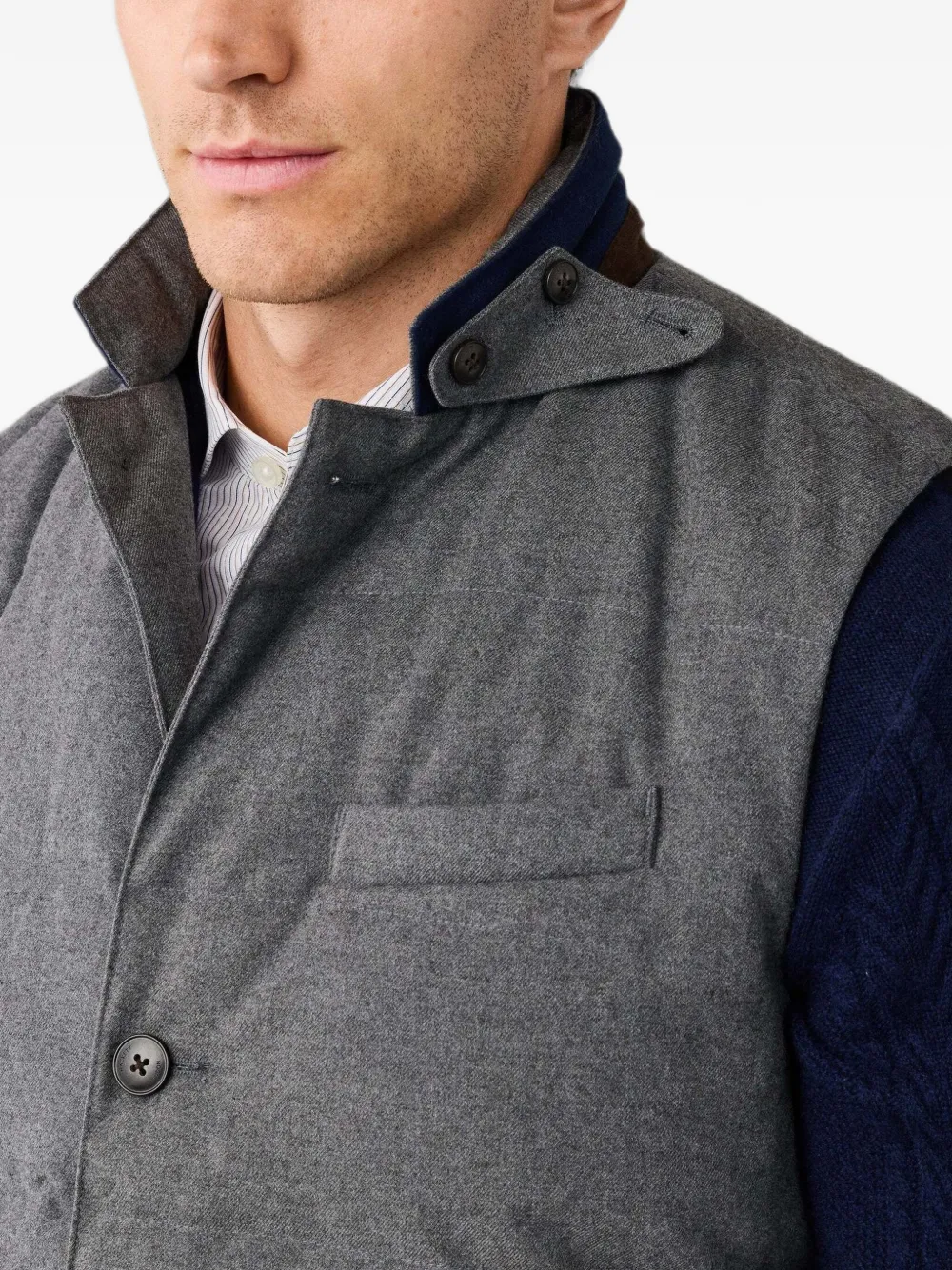 Hackett London Gilet met opstaande kraag Grijs