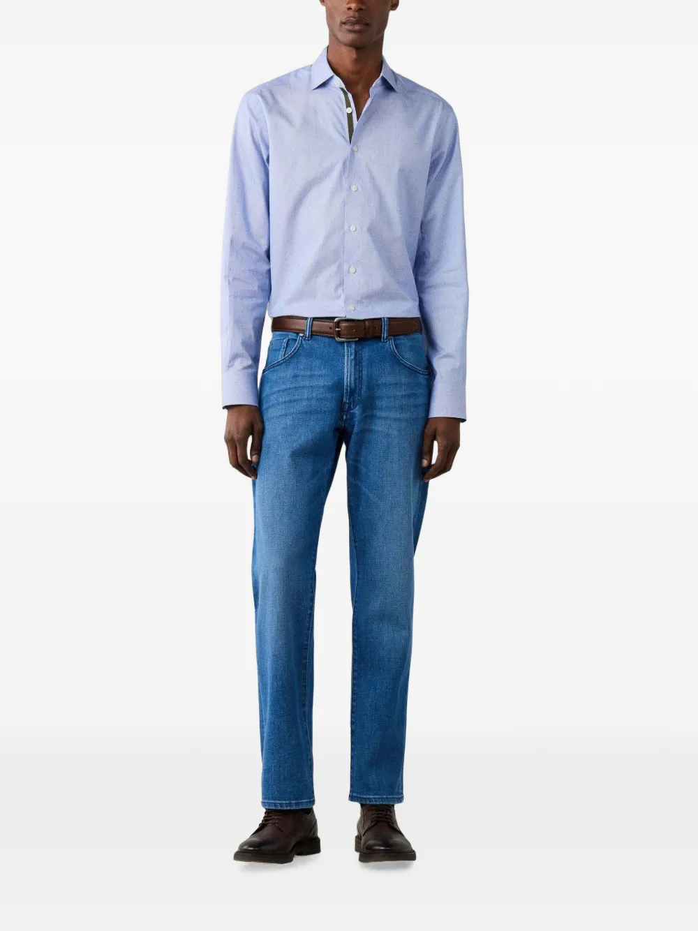 Hackett London Fil Coupé overhemd met Bengaalse streep Blauw
