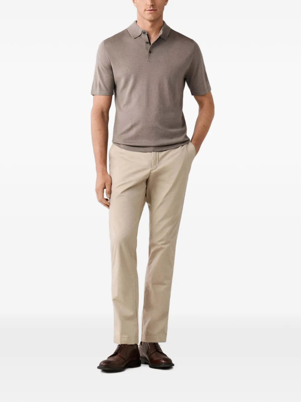 Hackett London Gebreid poloshirt Grijs